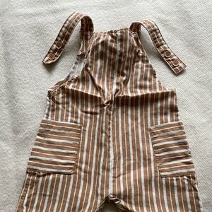 Zara Brown and White Striped Overalls